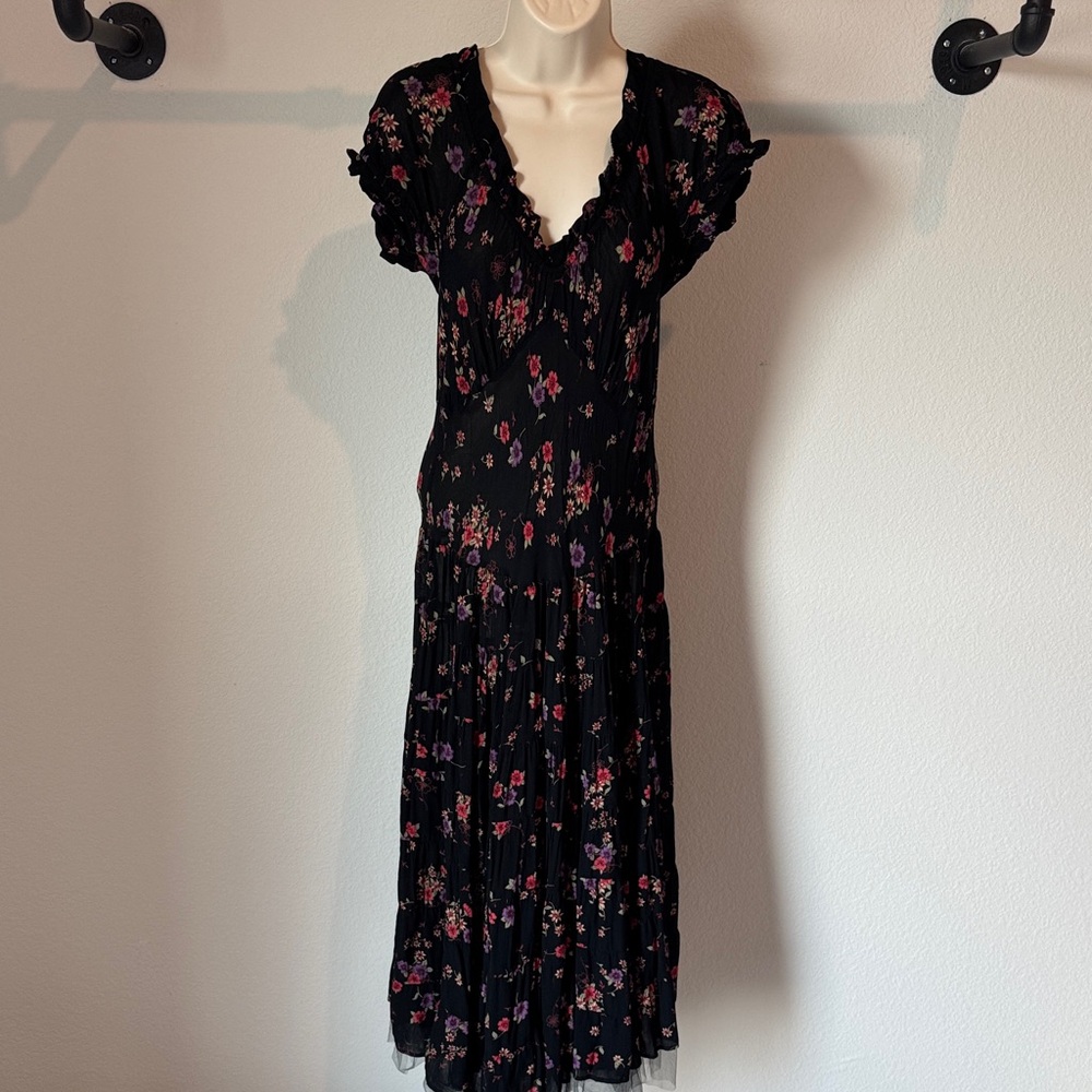 Marrika Nakk Black Maxi Floral Vintage Style Boho Whimsigoth Dress